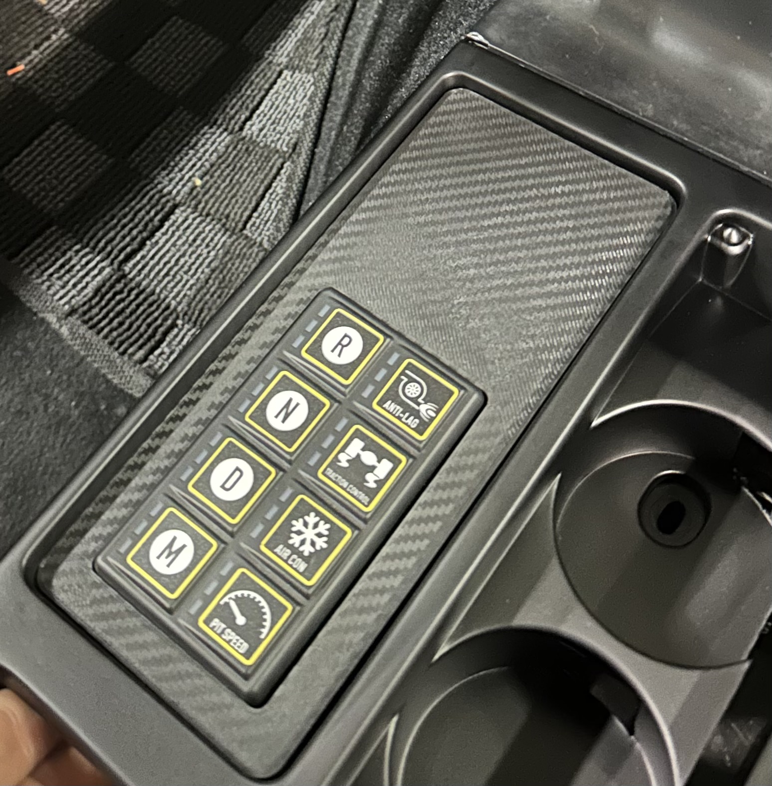 Haltech 2x4 CAN keypad shifter delete installed in a C4 Corvette console